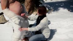 Public Handjobs Brandi de Lafey Strokes A Snowman