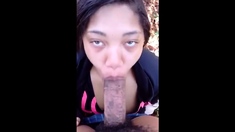 Pretty Eye Freak Sucking Dick Outside Woods