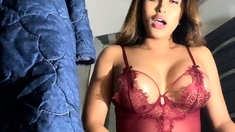 Tranny With Big Tits Jerking Off Her Big Cock