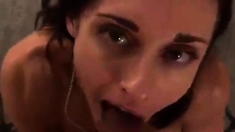 Sexy Brunette POV Blowjob Pornstars Swallow Cum