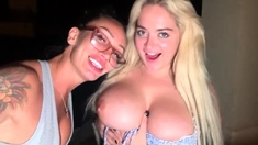 Hot ass blonde babe with big boobs sicks big stiff cannon