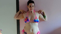 Amateur striptease and Solo masturbation