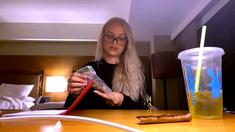 Glamour babe with big boobs masturbates in lingerie