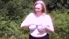 Blonde Is Flashing Her Big Boobs In The Outdoors