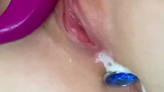 Sweet beauty masturbating on webcam close up