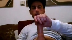 Ripped Stud Strokes His Big Cock to a Webcam Orgasm