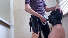 Busty brunette amateur gives sexy blowjob in bedroom