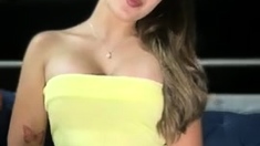 Busty brunette solo masturbation