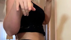 Hot blonde with big boobs solo