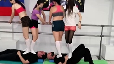 Russian Trample Championship - Double Trampling In Stockings