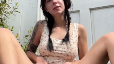 Cute teen Zafira hot solo masturbation outdoors