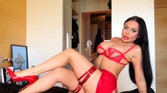 Facesitting & Ass Smothering in hot red lingerie