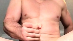 Jerking off gay amateur hunk