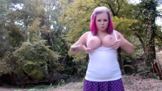 Busty Blonde Outdoor Masturbation