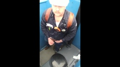 Worker Bear Jerks Off & Cum in Porty Potty at Work