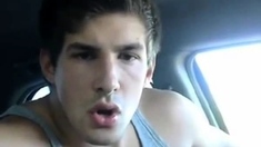 Str8 hot young jock jerks in his car