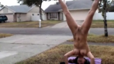 Lil C Naked Handstand