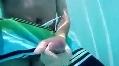 Cumming in the public pool